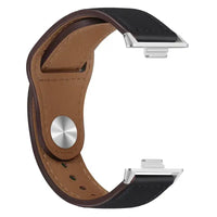 Black and brown leather watch band.