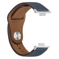 Blue and brown leather watch band.