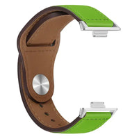 Green and brown leather watch band.