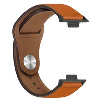 Brown leather watch band.