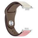 Two-tone leather watch band.
