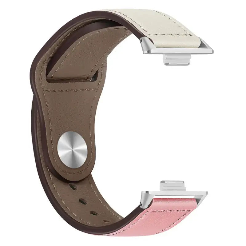 Two-tone leather watch band.