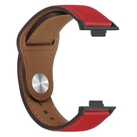 Red and brown leather watch band.
