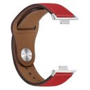 Red and brown leather watch band.