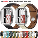 Smartwatch with leather band.