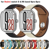 Smartwatch with leather band.