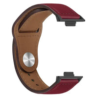 Burgundy leather watch band.