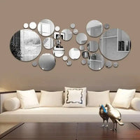 26pcs Round Acrylic Mirror Stickers - Self-Adhesive Removable Bathroom/Kitchen Wall Decor Shatterproof Tile Art