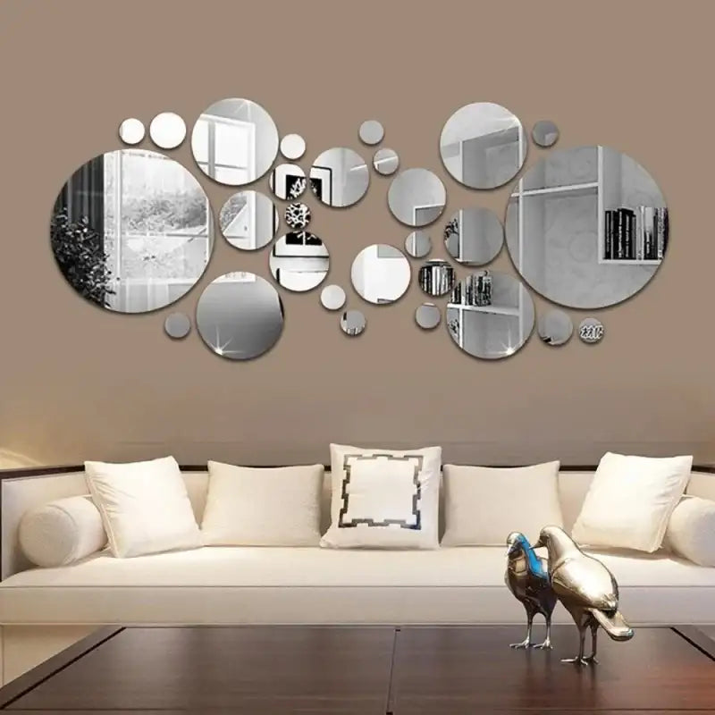26pcs Round Acrylic Mirror Stickers - Self-Adhesive Removable Bathroom/Kitchen Wall Decor Shatterproof Tile Art