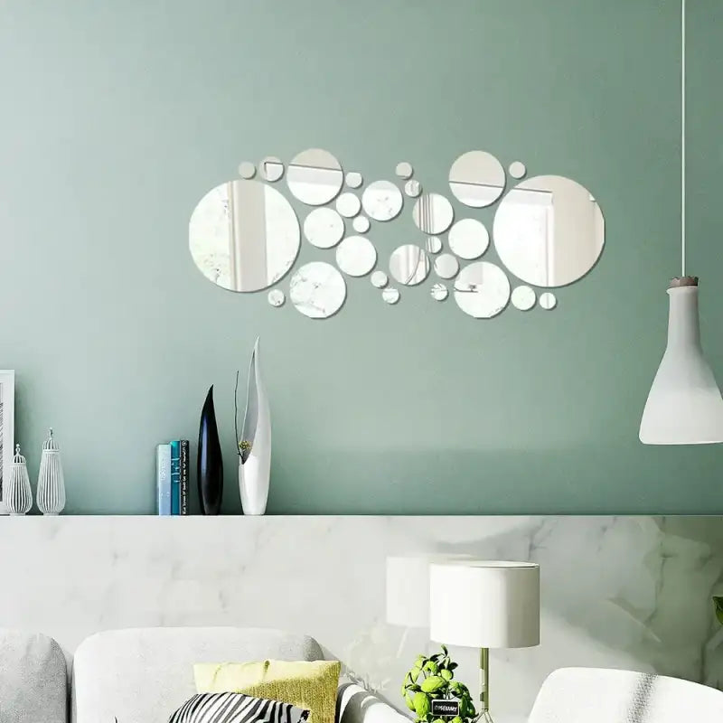 26pcs Round Acrylic Mirror Stickers - Self-Adhesive Removable Bathroom/Kitchen Wall Decor Shatterproof Tile Art