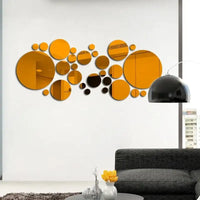 26pcs Round Acrylic Mirror Stickers - Self-Adhesive Removable Bathroom/Kitchen Wall Decor Shatterproof Tile Art