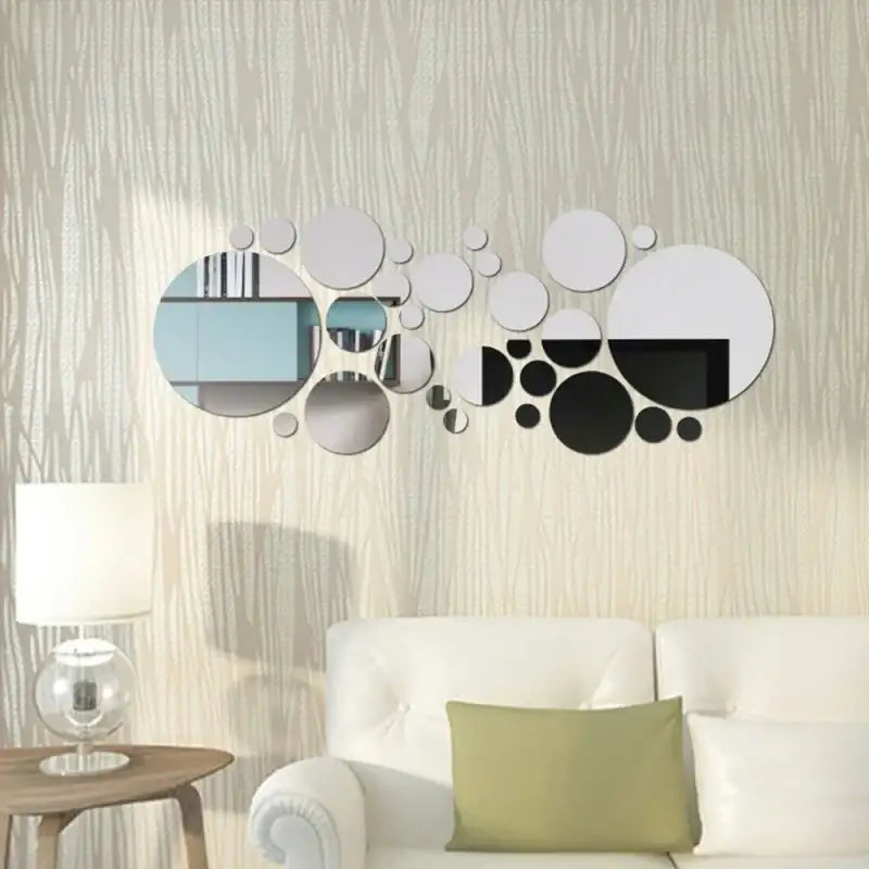 26pcs Round Acrylic Mirror Stickers - Self-Adhesive Removable Bathroom/Kitchen Wall Decor Shatterproof Tile Art