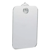 Clear rectangular mirror with suction cup.