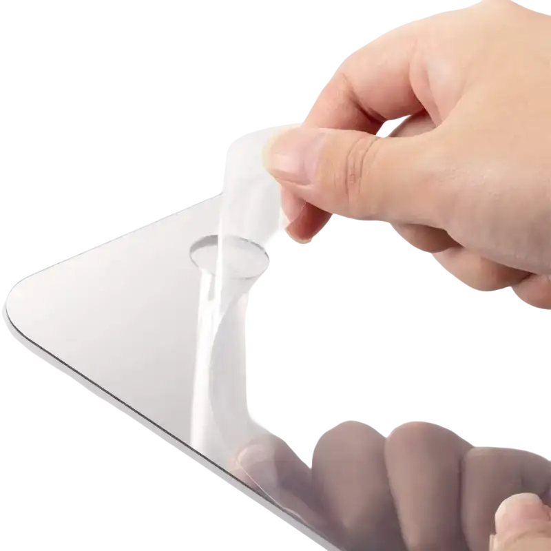 Rectangular metal palette with protective film.