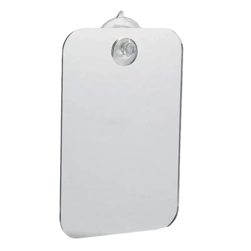 Rectangular suction cup mirror.