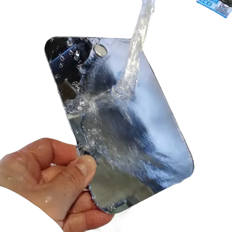 Shiny phone under running water.