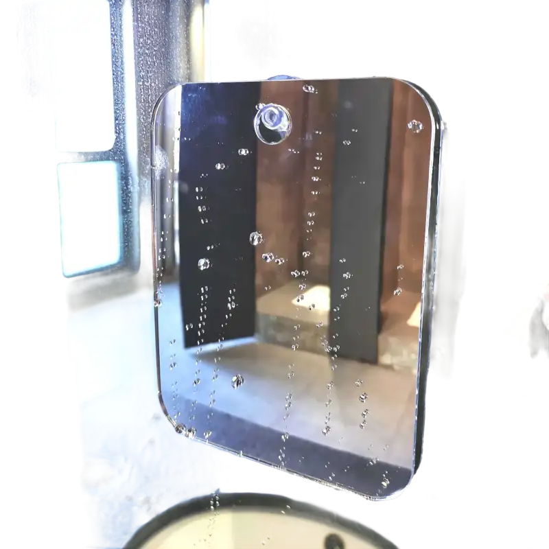 Transparent acrylic panel with suction cup.