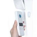 White remote control with blue button and screen, designed for Magnetix Wall Hooks wall mount strong magnet system