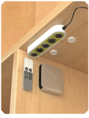 White and green power strip with Magnetix Wall Hooks in trendy invisible key organizer style