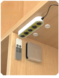 White and green power strip with Magnetix Wall Hooks in trendy invisible key organizer style