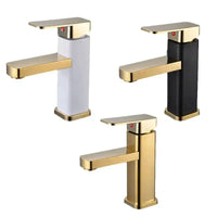 RETHME Gold faucet bathroom faucet metal stainless steel handle hot and cold mixer faucet square faucet beautiful