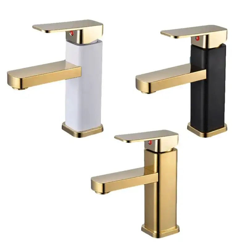 RETHME Gold faucet bathroom faucet metal stainless steel handle hot and cold mixer faucet square faucet beautiful