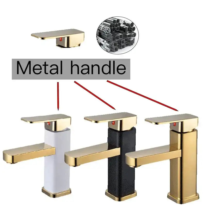 RETHME Gold faucet bathroom faucet metal stainless steel handle hot and cold mixer faucet square faucet beautiful