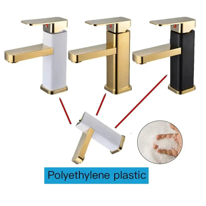 RETHME Gold faucet bathroom faucet metal stainless steel handle hot and cold mixer faucet square faucet beautiful