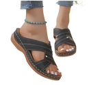 Black orthopedic sandals.