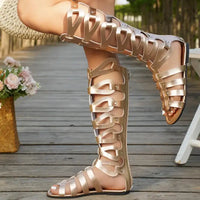 Summer Women Sandals Fashion Casual Flats Knee High Boots Retro Elegant Shoes Trend Luxury Designer Sandals Sandalias