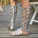 Summer Women Sandals Fashion Casual Flats Knee High Boots Retro Elegant Shoes Trend Luxury Designer Sandals Sandalias