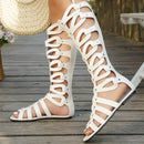 Summer Women Sandals Fashion Casual Flats Knee High Boots Retro Elegant Shoes Trend Luxury Designer Sandals Sandalias
