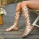 Summer Women Sandals Fashion Casual Flats Knee High Boots Retro Elegant Shoes Trend Luxury Designer Sandals Sandalias