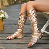 Summer Women Sandals Fashion Casual Flats Knee High Boots Retro Elegant Shoes Trend Luxury Designer Sandals Sandalias
