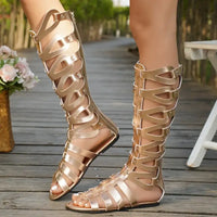 Summer Women Sandals Fashion Casual Flats Knee High Boots Retro Elegant Shoes Trend Luxury Designer Sandals Sandalias