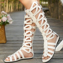 Summer Women Sandals Fashion Casual Flats Knee High Boots Retro Elegant Shoes Trend Luxury Designer Sandals Sandalias