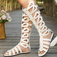 Summer Women Sandals Fashion Casual Flats Knee High Boots Retro Elegant Shoes Trend Luxury Designer Sandals Sandalias
