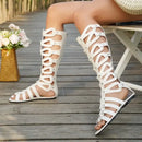 Summer Women Sandals Fashion Casual Flats Knee High Boots Retro Elegant Shoes Trend Luxury Designer Sandals Sandalias