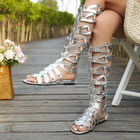 Summer Women Sandals Fashion Casual Flats Knee High Boots Retro Elegant Shoes Trend Luxury Designer Sandals Sandalias