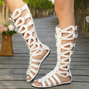 Summer Women Sandals Fashion Casual Flats Knee High Boots Retro Elegant Shoes Trend Luxury Designer Sandals Sandalias
