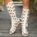 Summer Women Sandals Fashion Casual Flats Knee High Boots Retro Elegant Shoes Trend Luxury Designer Sandals Sandalias