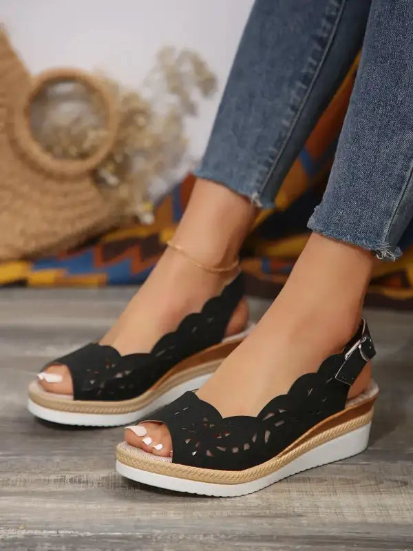 New Women’s Shoes Summer Retro Roman Sandals Women Pu Casual Wedge Sandals Slippers Women Platform Slippers Plus Size 43