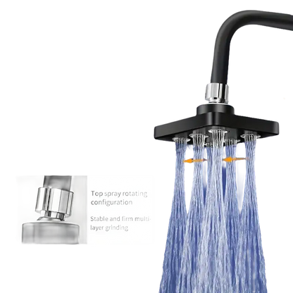 Adjustable shower head with multiple spray nozzles.