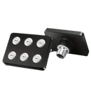 Black shower head with multiple nozzles.