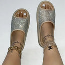 Women Slides Fashion Platform Rhinestone Decor Slide Sandals Outdoor Non-slip Beach Sandals 2024 Summer New Women