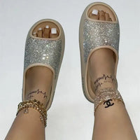 Women Slides Fashion Platform Rhinestone Decor Slide Sandals Outdoor Non-slip Beach Sandals 2024 Summer New Women