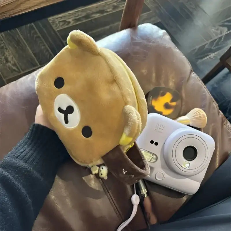 Brown bear plush pencil case.