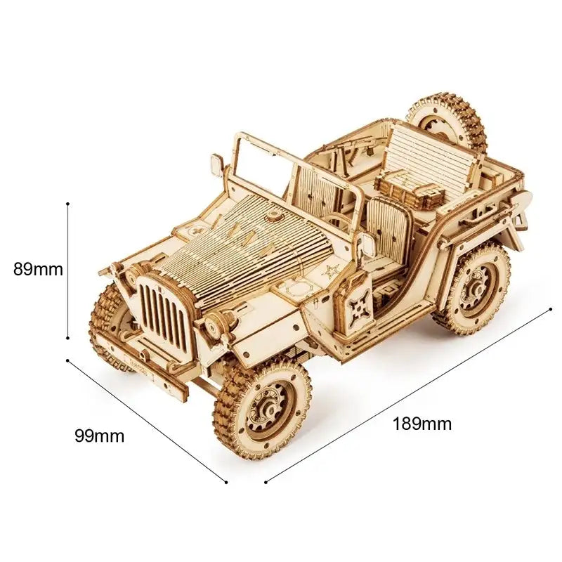 Rokr MC701 Army Jeep Wooden Puzzle Model Kit Vroom Vroom