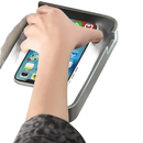 Toilet paper holder with phone shelf.