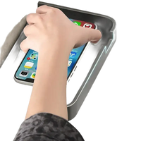 Toilet paper holder with phone shelf.